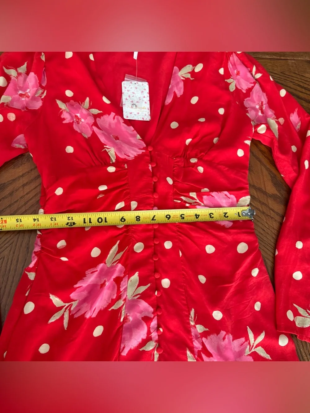 Free People Date Night Mini Dress In Floral Spot Print-red NWT